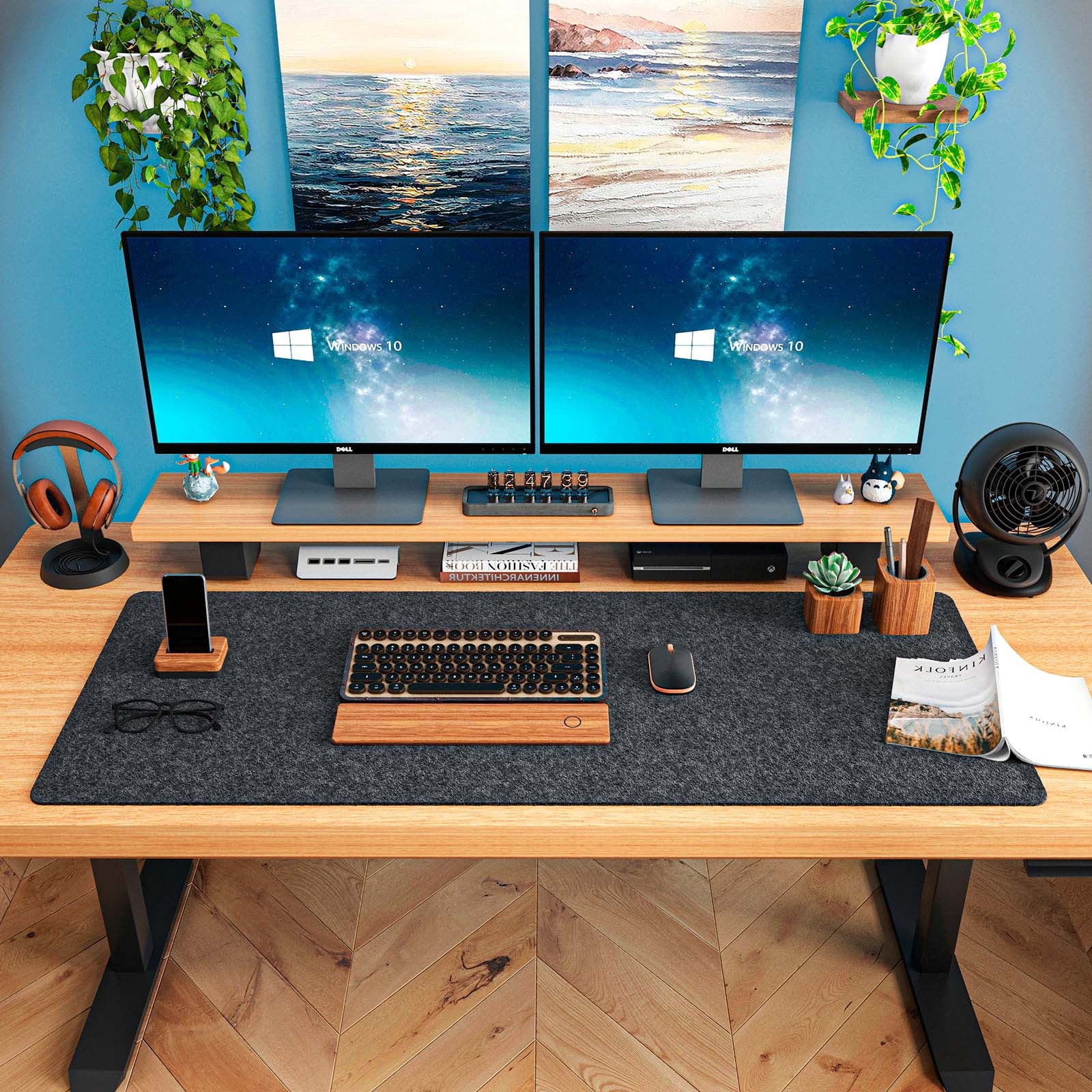 BREENHILL Felt Desk Pad, 36" x 15.75" Dark Gray Large Anti-slip Desk Mat Mouse Pad Keyboard Mat for Office Home - Image 3