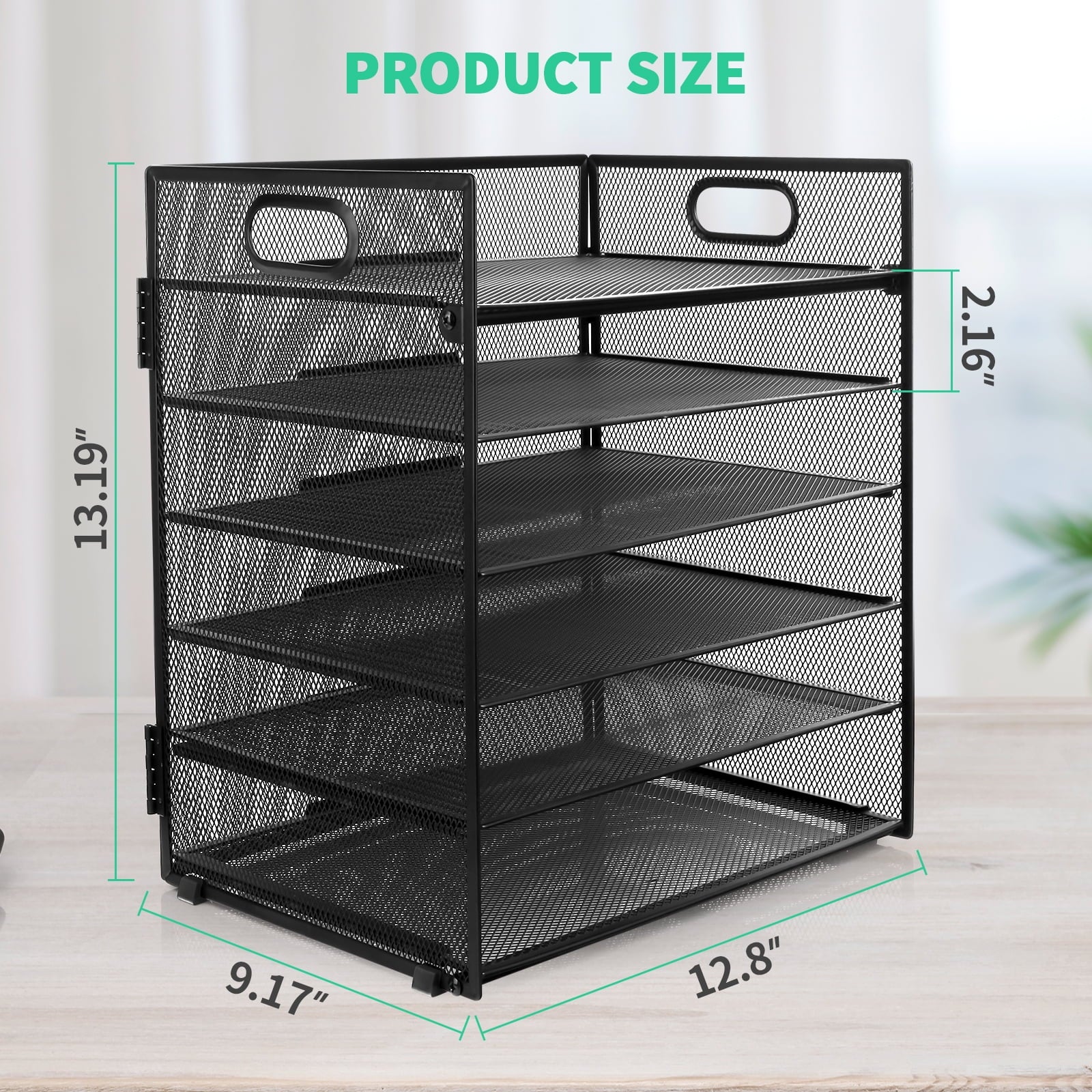 PHANCIR 6-Tier Desk Organizer Paper Storage Box ,Stationery Tray with Handle Mesh Stationery Tray Desktop File Classifier, Suitable for Offi - Image 6