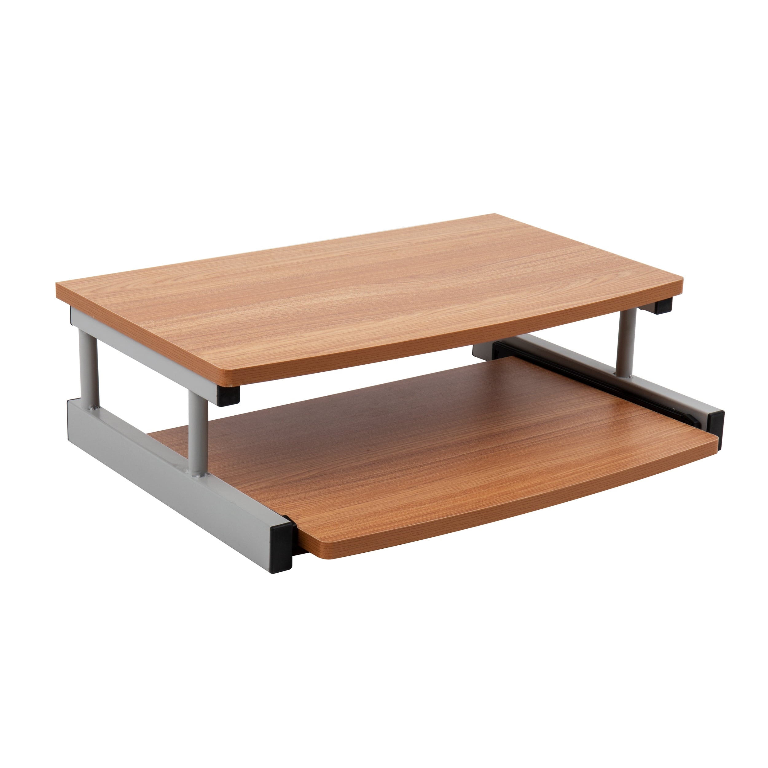 Mind Reader Monitor Stand, Sliding Keyboard Drawer, Riser, Metal, 20"L x 14.75"W x 5.9"H, Brown - Image 5