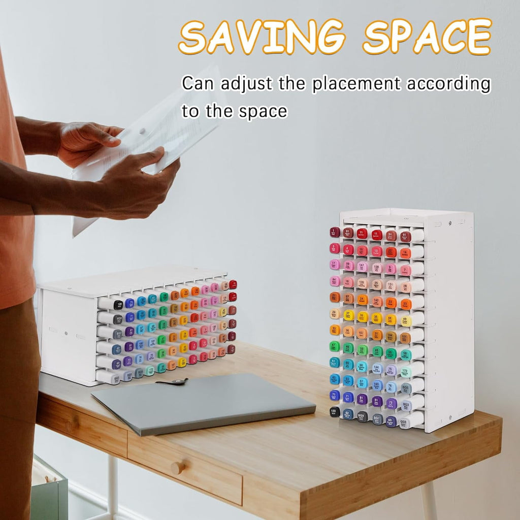 Wiher Marker Storage Organizer Marker Holder 120 Slots Marker Organizer for Desk with Removable Divider Art Marker Rack to Storage Markers P - Image 2
