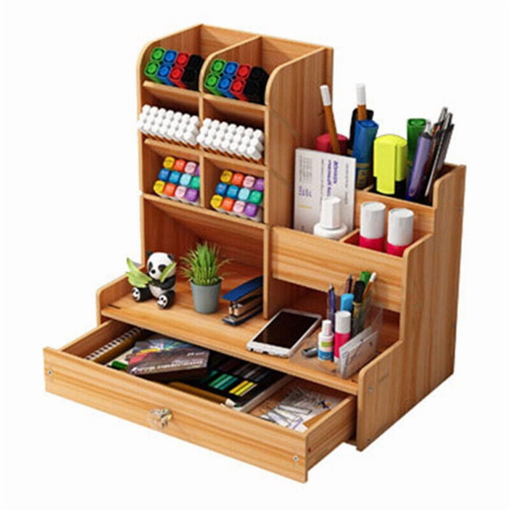 Desk Organizer with Pen Holder and 1 Drawer, Multi-Functional Pen Holder, Pen Organizer for Desk, Desktop Stationary ... - Image 5