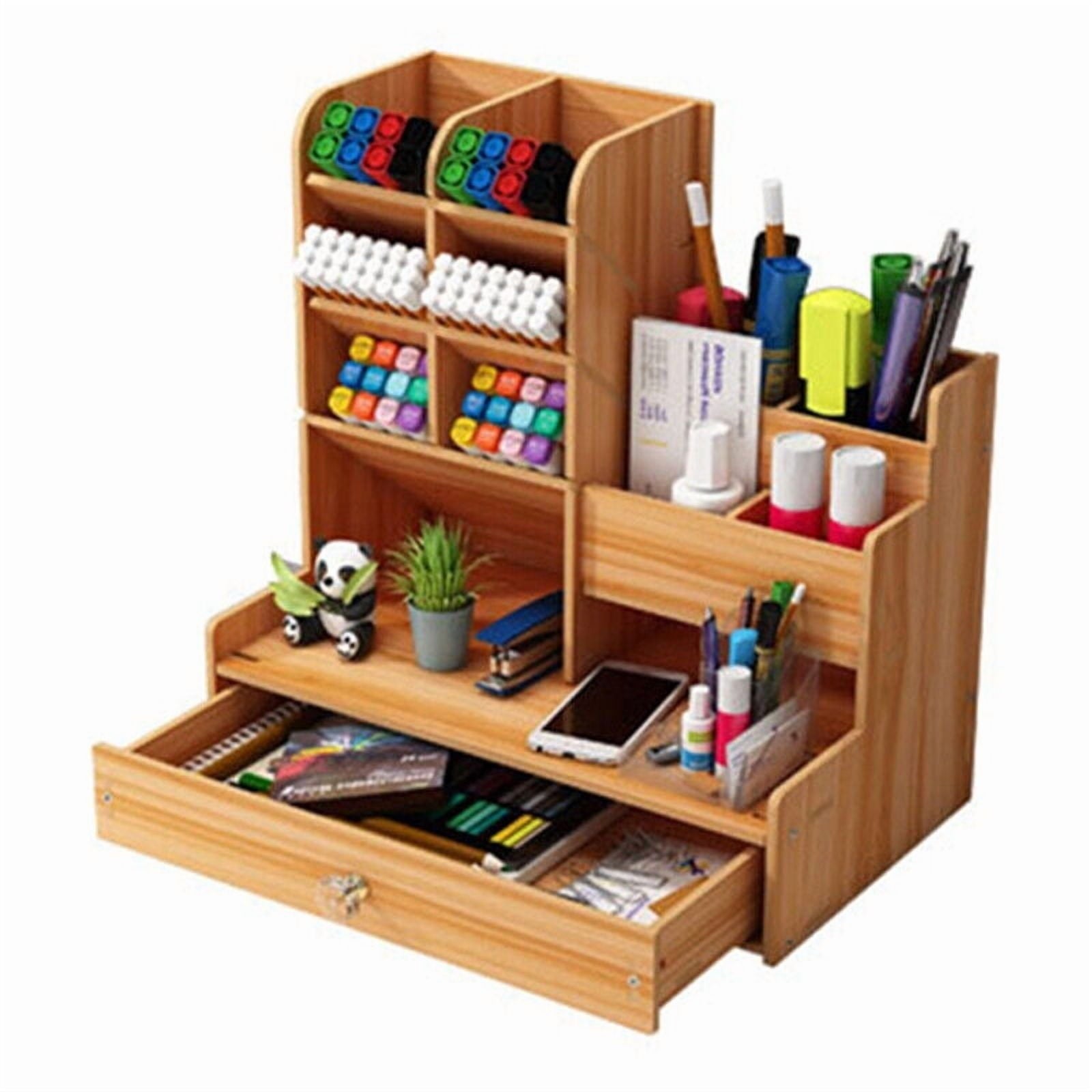 Desk Organizer with Pen Holder and 1 Drawer, Multi-Functional Pen Holder, Pen Organizer for Desk, Desktop Stationary ... - Image 5