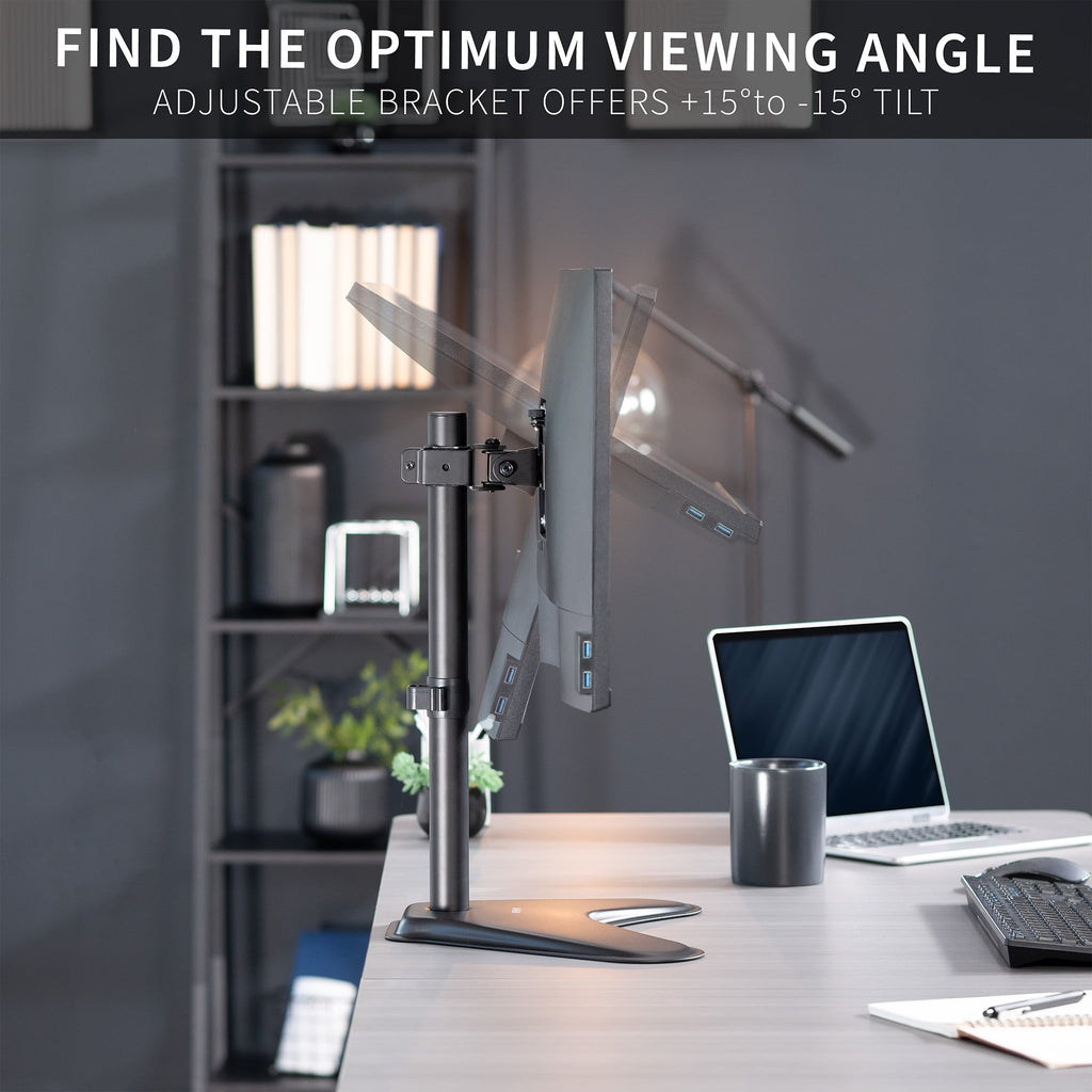 Black Single LCD Monitor Adjustable Desk Stand, Fits 1 Screen - Image 6