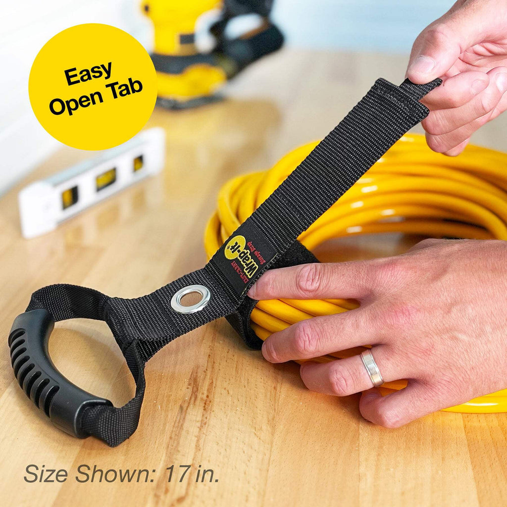 Easy-Carry Straps - 17" (3-Pack) Black with Grommet - Extension Cord Organizer with a Handle for Cable and Hose Storage - Image 6