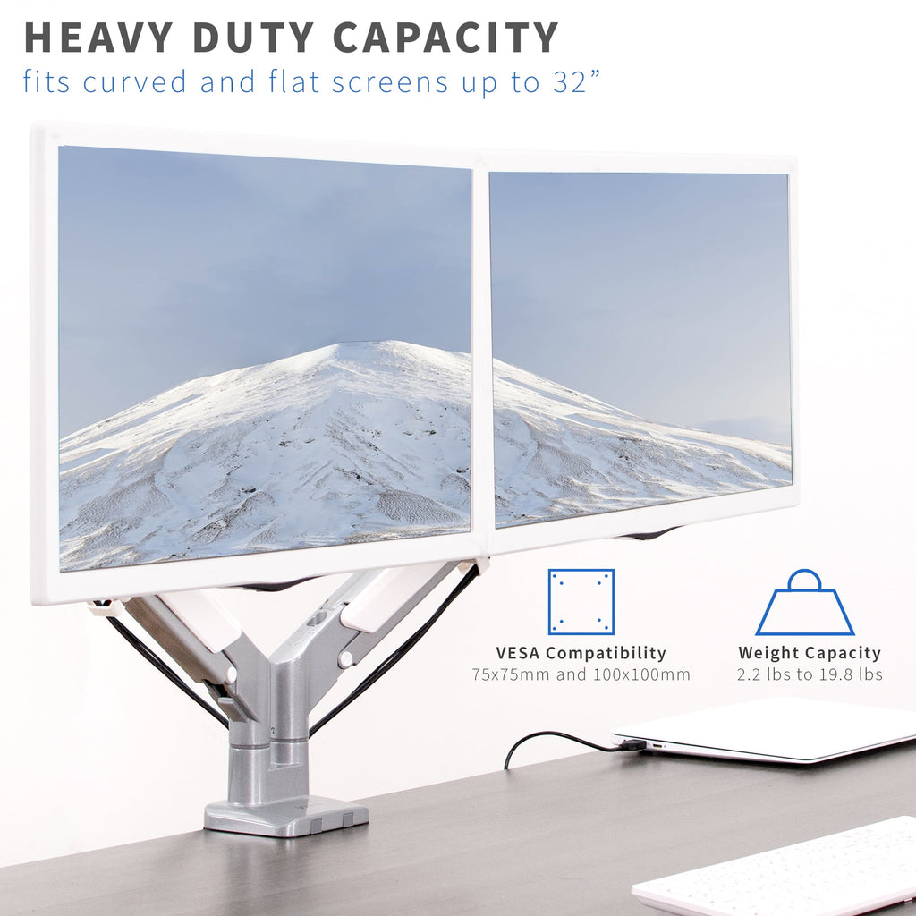 Aluminum Dual 17" to 32" Monitor Pneumatic Desk Mount Stand - Image 3