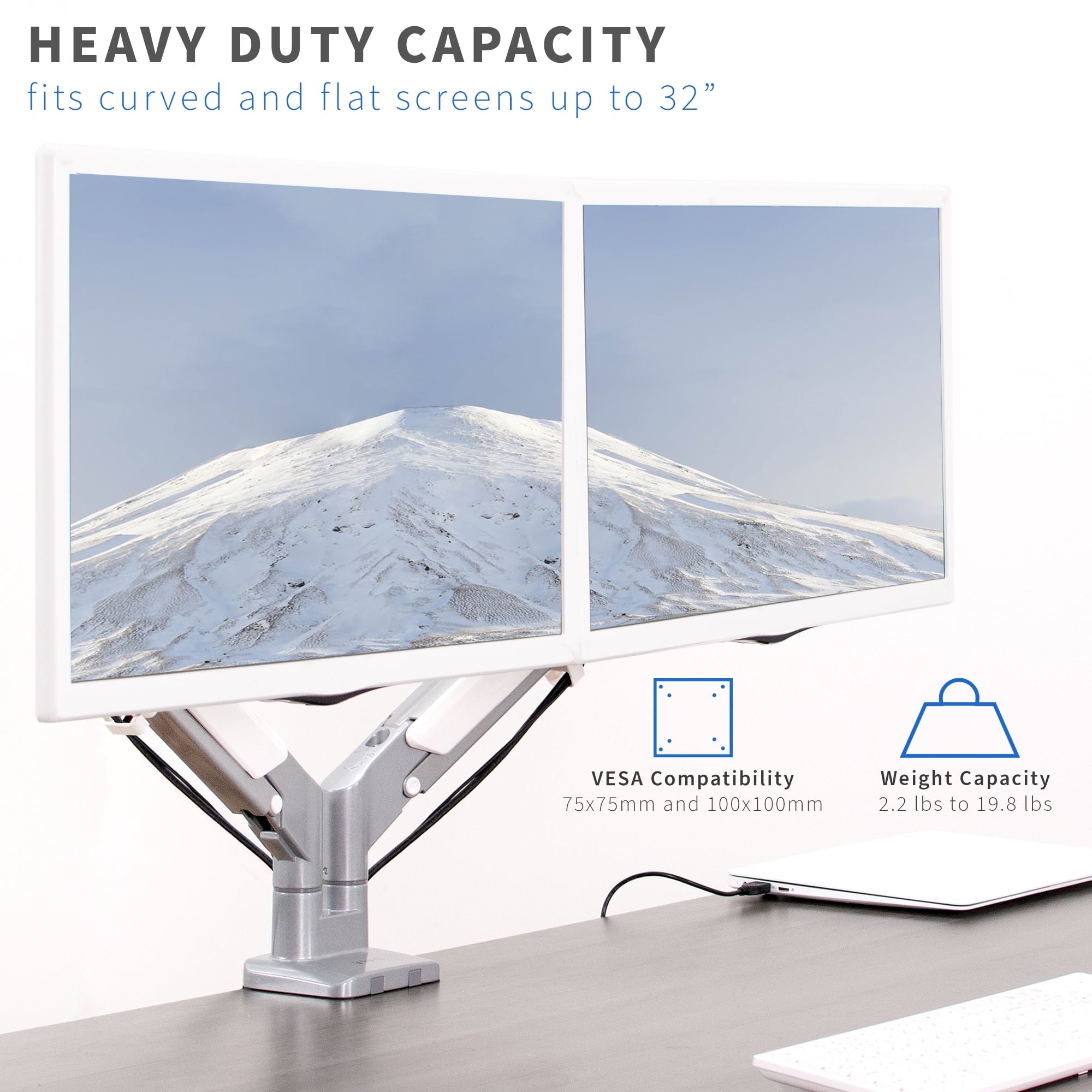 Aluminum Dual 17" to 32" Monitor Pneumatic Desk Mount Stand - Image 3