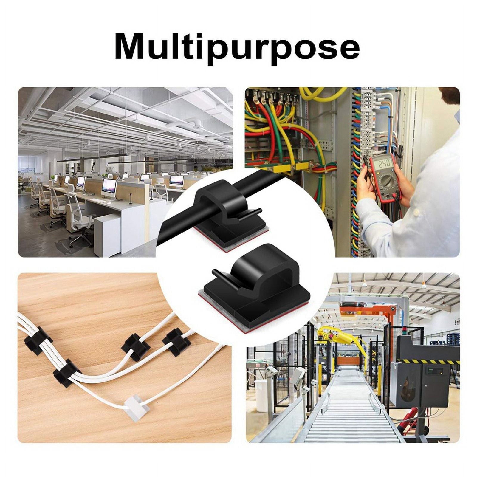 100 Pc Outdoor Light Clips for String Lights Self Adhesive Mini Cable Hooks Wire Clips Hooks Cord Organizer Holder Black - Image 4