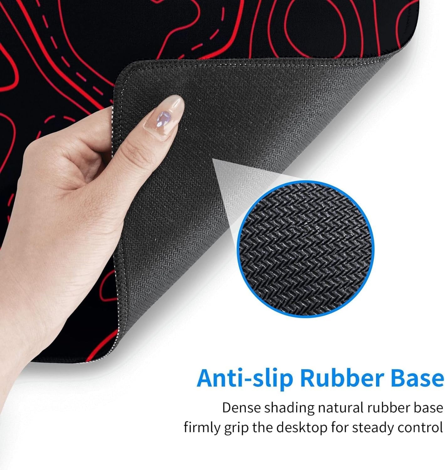 Red Black Topographic Mouse Pad Large Gaming Desk Mat Computer Mousepad XL Long Non-Slip Laptop Keyboard Mat for Offi... - Image 6