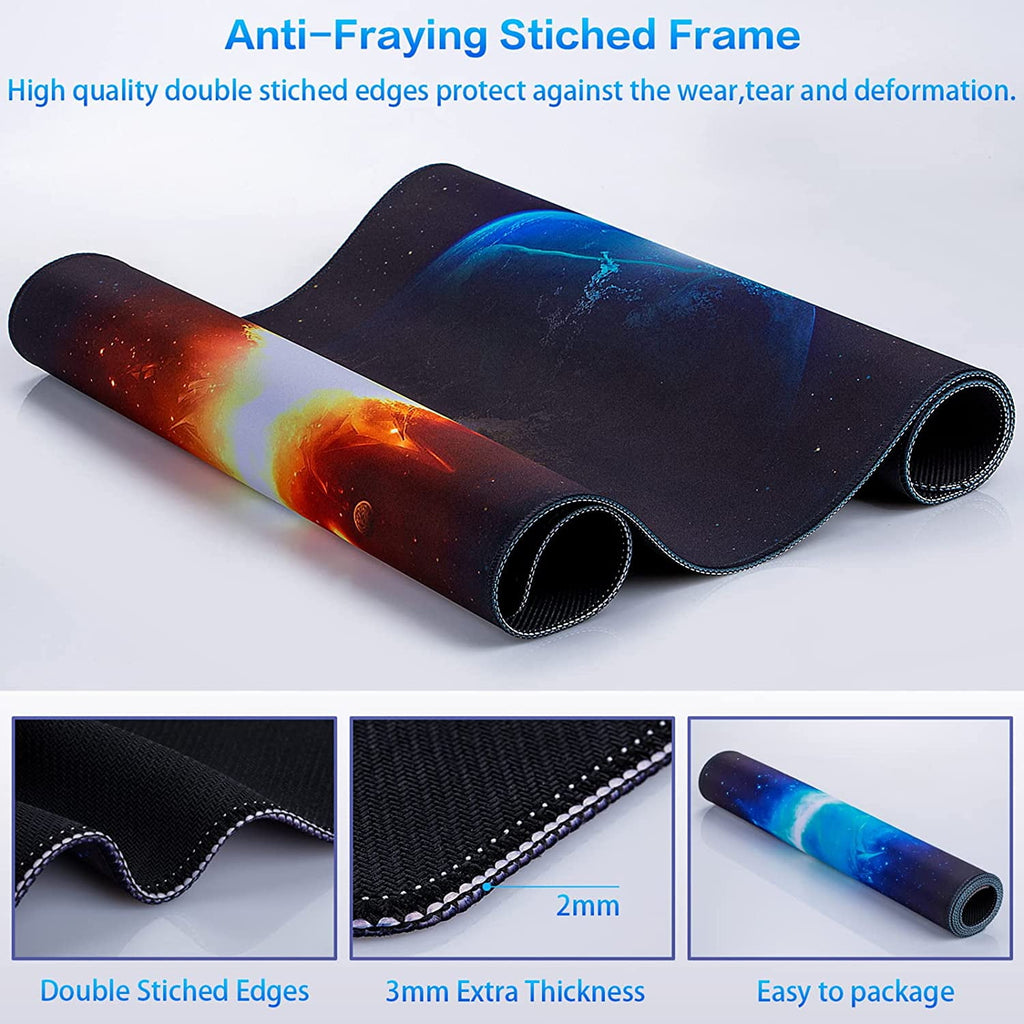 Gaming Mouse Pad, Extended Mouse Pad, XXL Large Big Computer Keyboard Mouse Mat Desk Pad with Non-Slip Base and Stitched Edge for Home Offic - Image 6