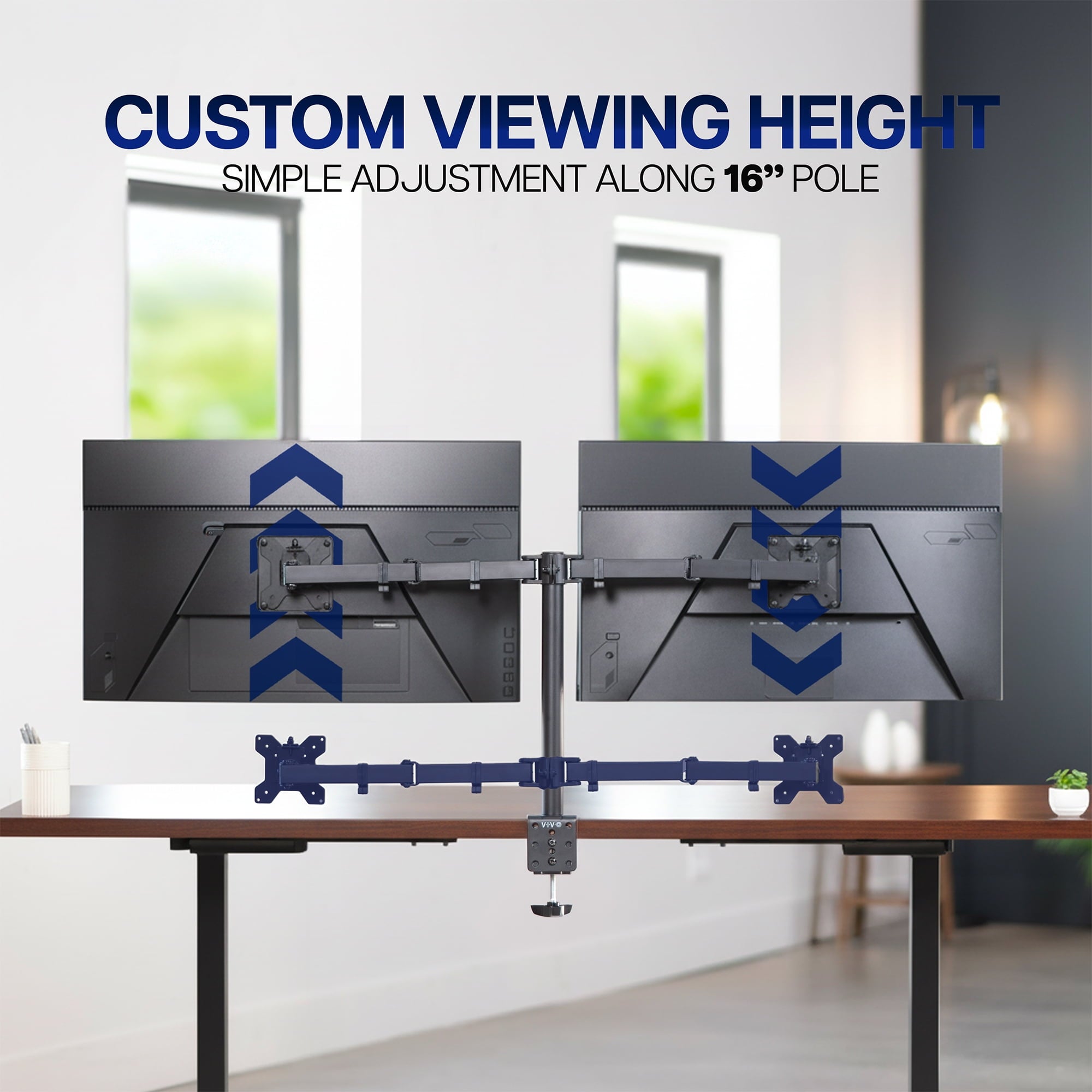 Black Dual Monitor Desk Mount Adjustable Stand, Fits Screens up to 32" - Image 5
