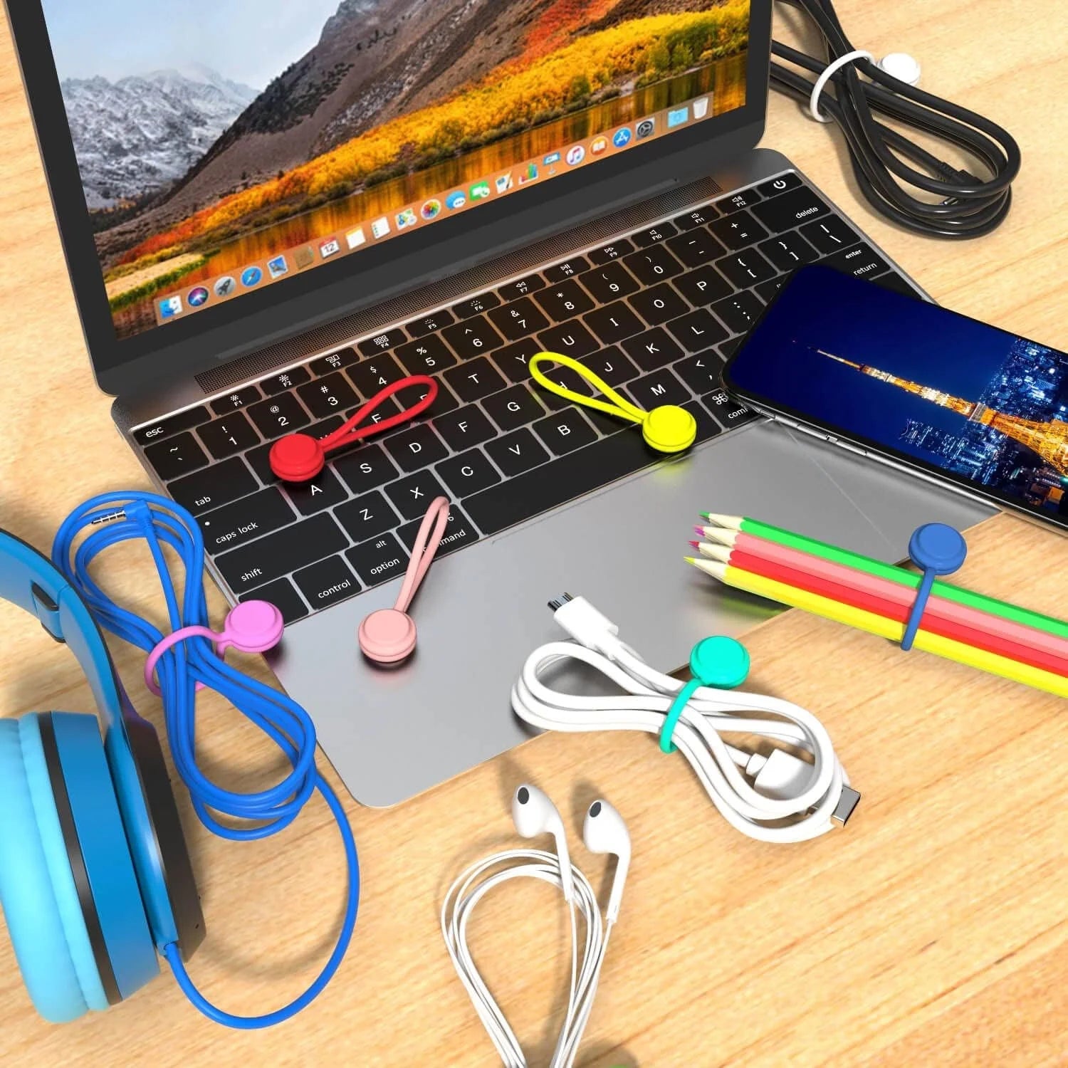 Magnetic Cable Ties 10 Pcs Reusable Cable Organizers Earbuds Cords USB Cable Manager Keeper Wrap Ties Straps for Offi... - Image 5