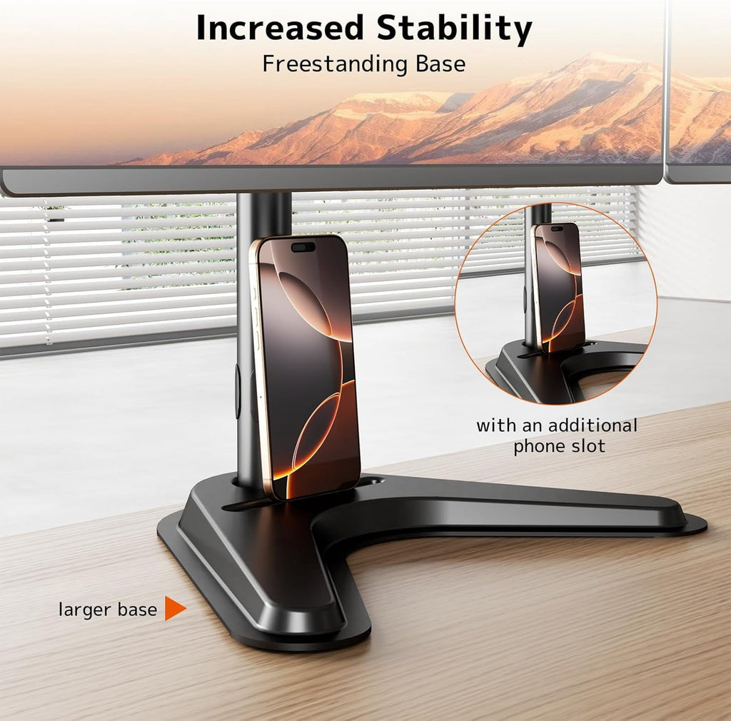 Heavy Duty Fully Adjustable Motion Mount Fits 3 Screens to 27 inch ing Desk with Base and Management 22 lbs Weight Ca... - Image 4