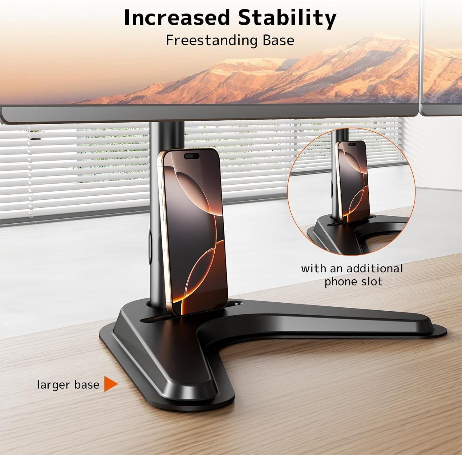 Heavy Duty Fully Adjustable Motion Mount Fits 3 Screens to 27 inch ing Desk with Base and Management 22 lbs Weight Ca... - Image 4