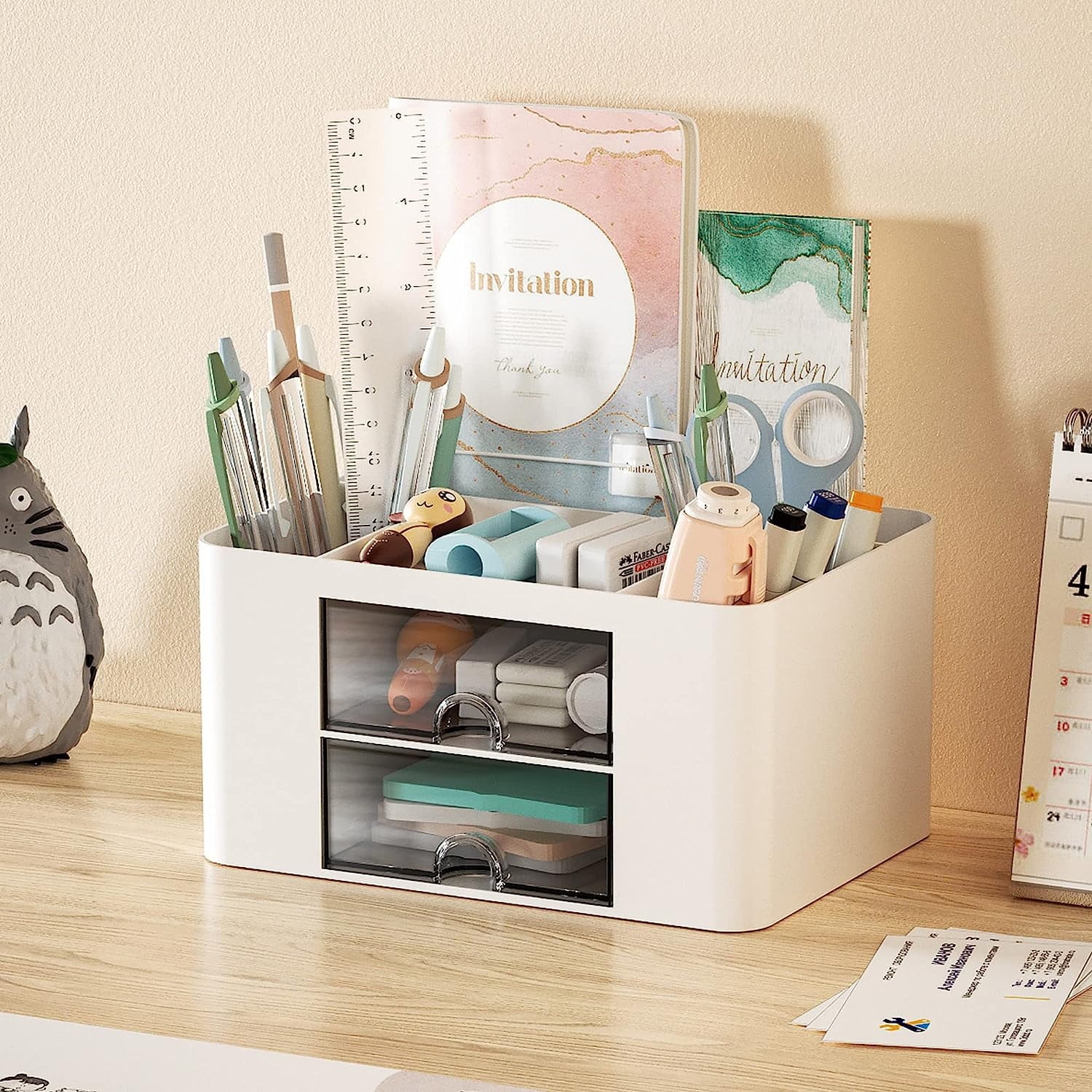 with 2 Drawer, Multi-Functional cil Holder for Desk, Desk s and Accessories with 5 Compartments + Drawer for Office A... - Image 4