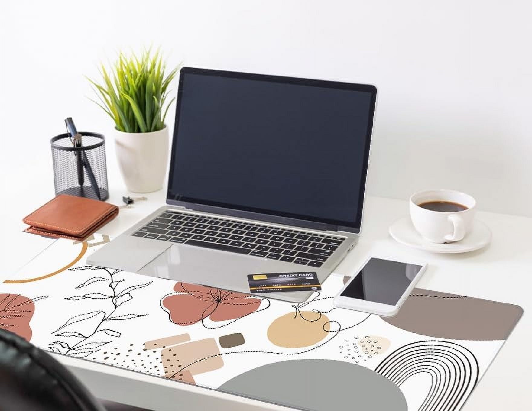 Mats on Top of Desks, Large Desk Mat, Cute Mousepad, Boho Mouse Pad, Abstract Mid Century Modern Tropical, Neutral Of... - Image 5