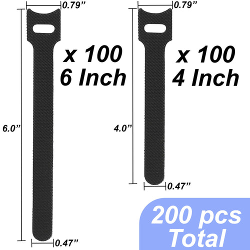 200 Pcs Cord Organizer Cable Management, Black, Reusable Wire Ties, Wrap Straps Knox Home & Health - Image 2