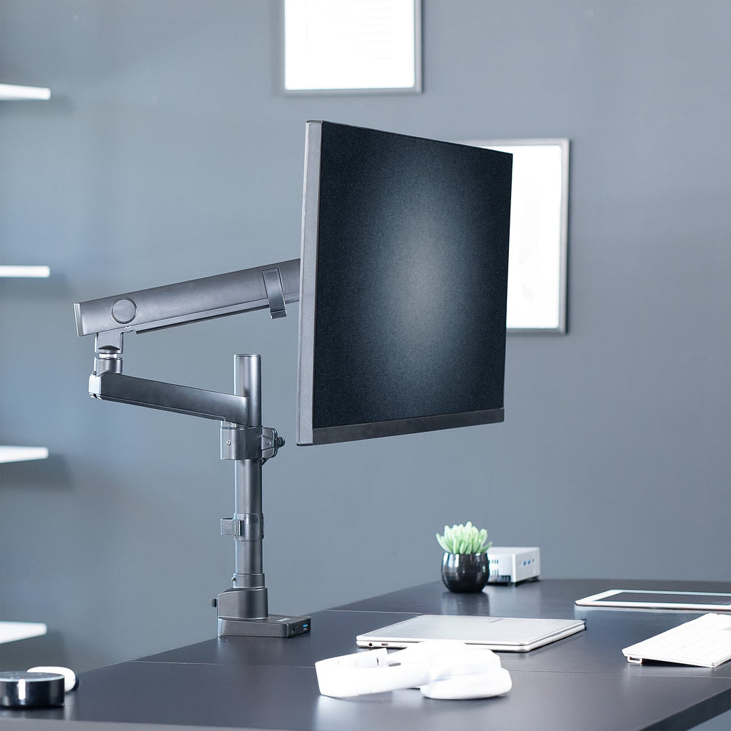 Premium Aluminum Single Monitor Arm Desk Mount Stand with USB Ports - Image 2