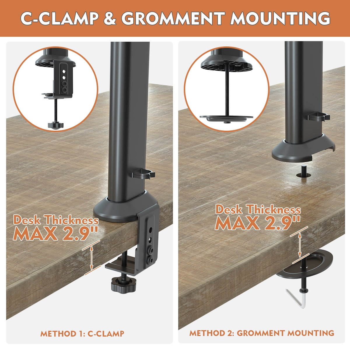 Single Tall Desk Monitor Arm Mount Stand Fit for 13 inch to 34 inch Flat Curved Computer Screen with Swivel, Height A... - Image 4