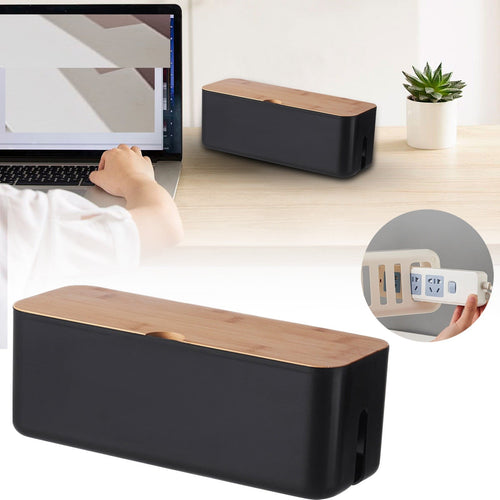 Advanced White Cable Box Wood Lid Organizer for Desk, Tv, Computer Usb Hub System - Efficient Cable Management to Cov... - Image 2