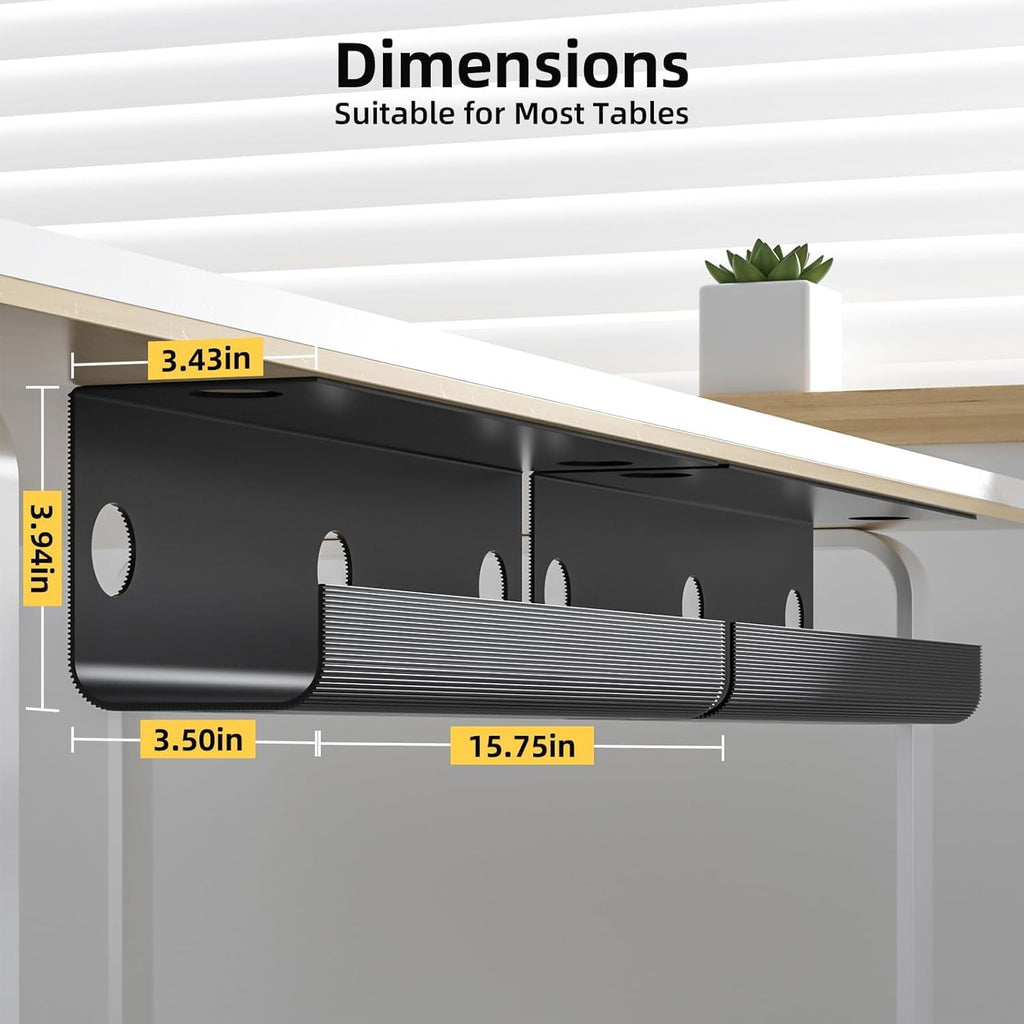 LazySpin 2 Pack Under Desk Wire & Cable Management Organizers, Black - Image 4