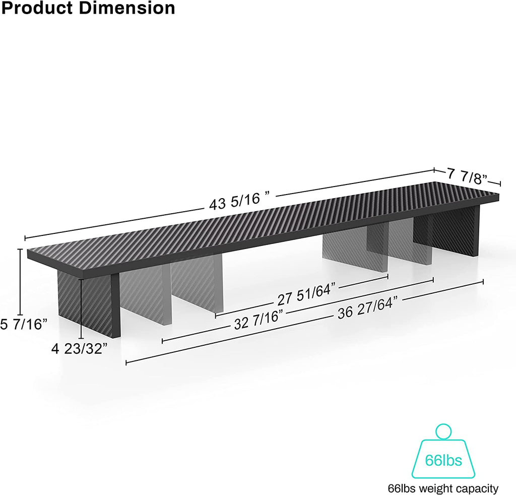 Adjustable , Carbon Fiber Computer Riser for PC Laptop Desktop Organizer (Black) - Image 2