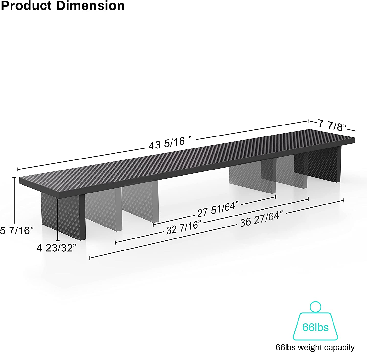 Adjustable , Carbon Fiber Computer Riser for PC Laptop Desktop Organizer (Black) - Image 2