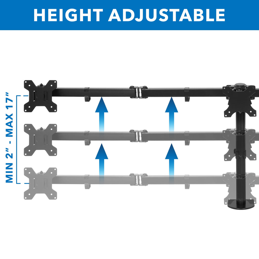 Mount-It! Triple Monitor Desk Mount, Fits 24"-32" Monitors, Full Motion Stand, Ergonomic - Image 4