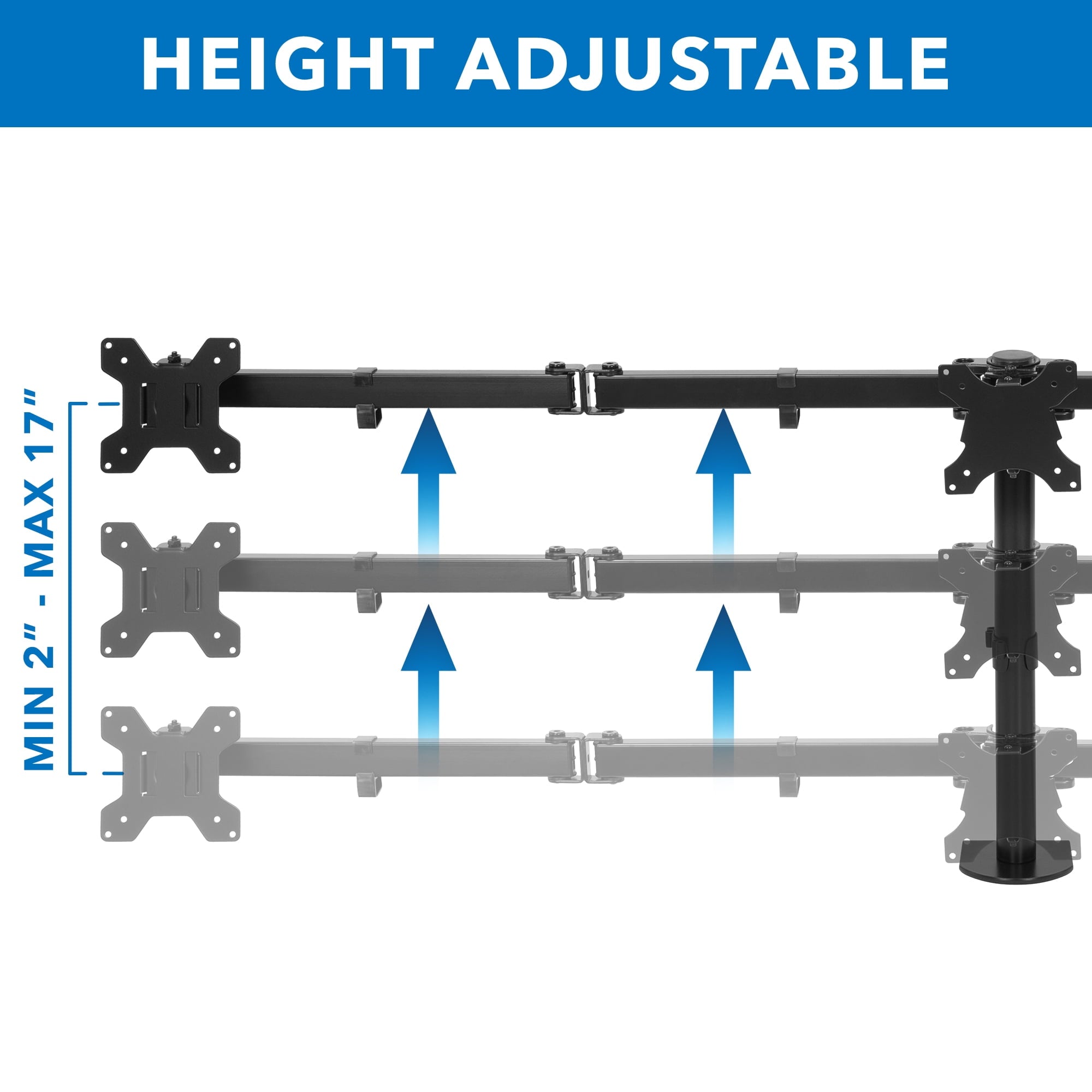 Mount-It! Triple Monitor Desk Mount, Fits 24"-32" Monitors, Full Motion Stand, Ergonomic - Image 4