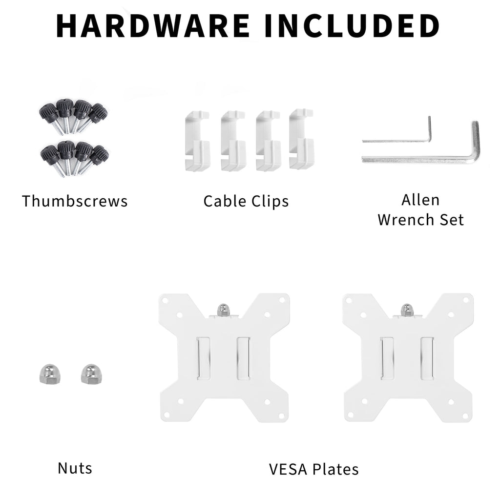White Fully Adjustable Dual Monitor Arm for Desk Mount Stand - Image 4