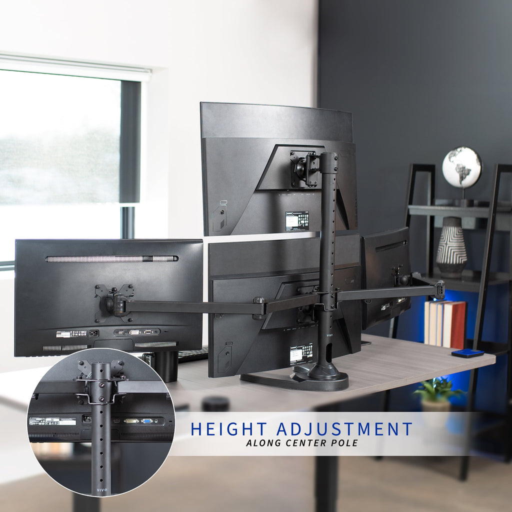 Steel Quad Monitor Mount Adjustable 3 + 1 Stand | 4 Screens up to 32" - Image 6