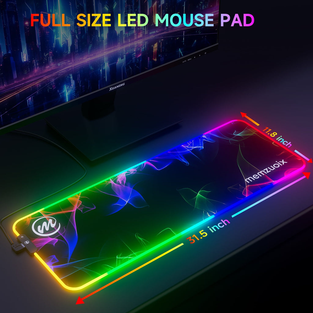 LED Mouse pad 31.5×11.8 Inch, Large RGB Glow Gaming Mouse Pad for Computer Keyboard, 12 Cool Lighting Modes, Anti-Sli... - Image 6