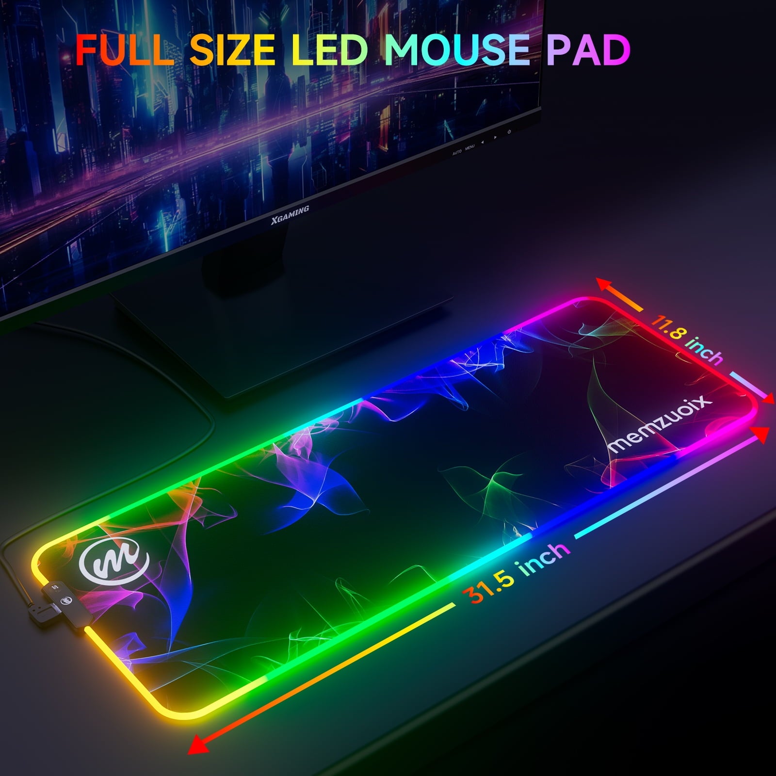LED Mouse pad 31.5×11.8 Inch, Large RGB Glow Gaming Mouse Pad for Computer Keyboard, 12 Cool Lighting Modes, Anti-Sli... - Image 6