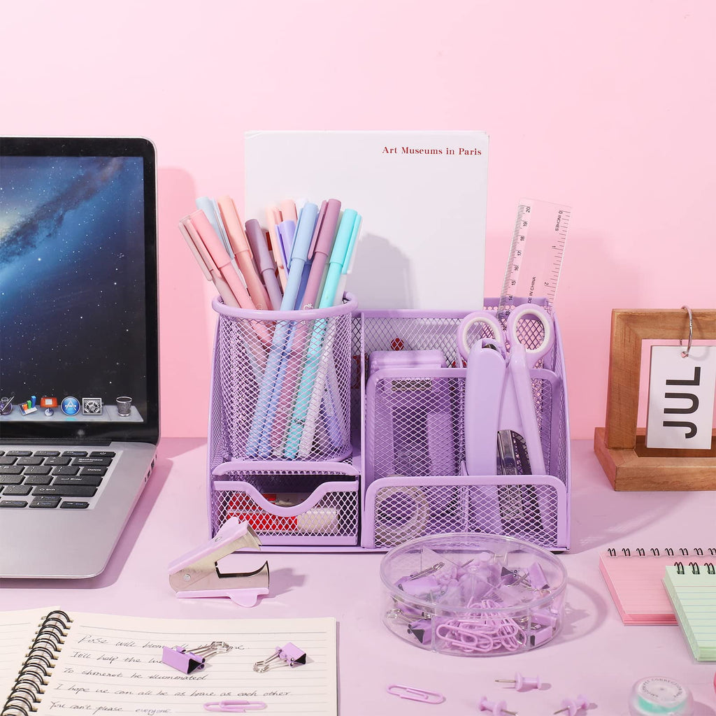 Desk Organizer and Accessories, Office Supplies 7 Compartments Desk Organizer with Stapler, Tape Dispenser, 1000 Stap... - Image 3