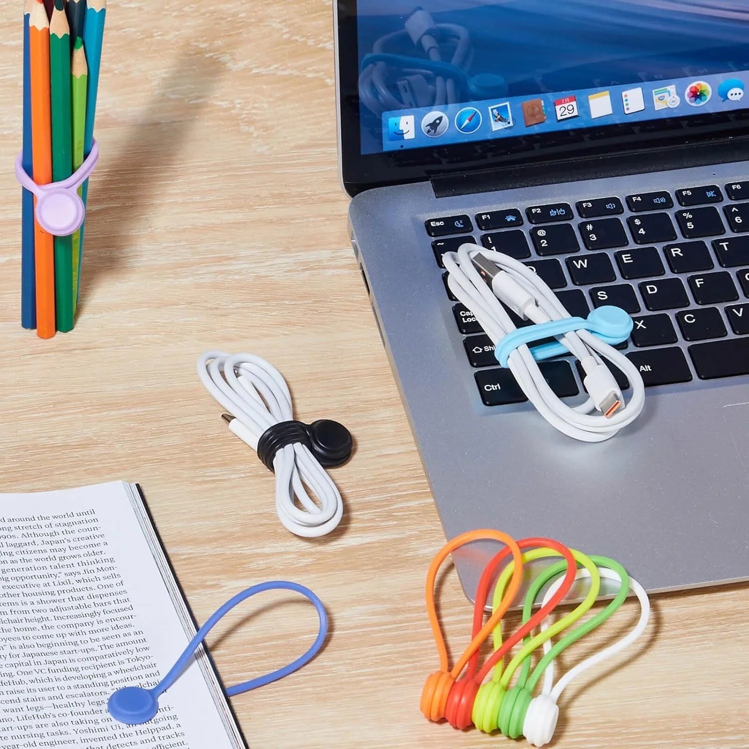 Magnetic Cable Ties 10 Pcs Reusable Cable Organizers Earbuds Cords USB Cable Manager Keeper Wrap Ties Straps for Offi... - Image 2