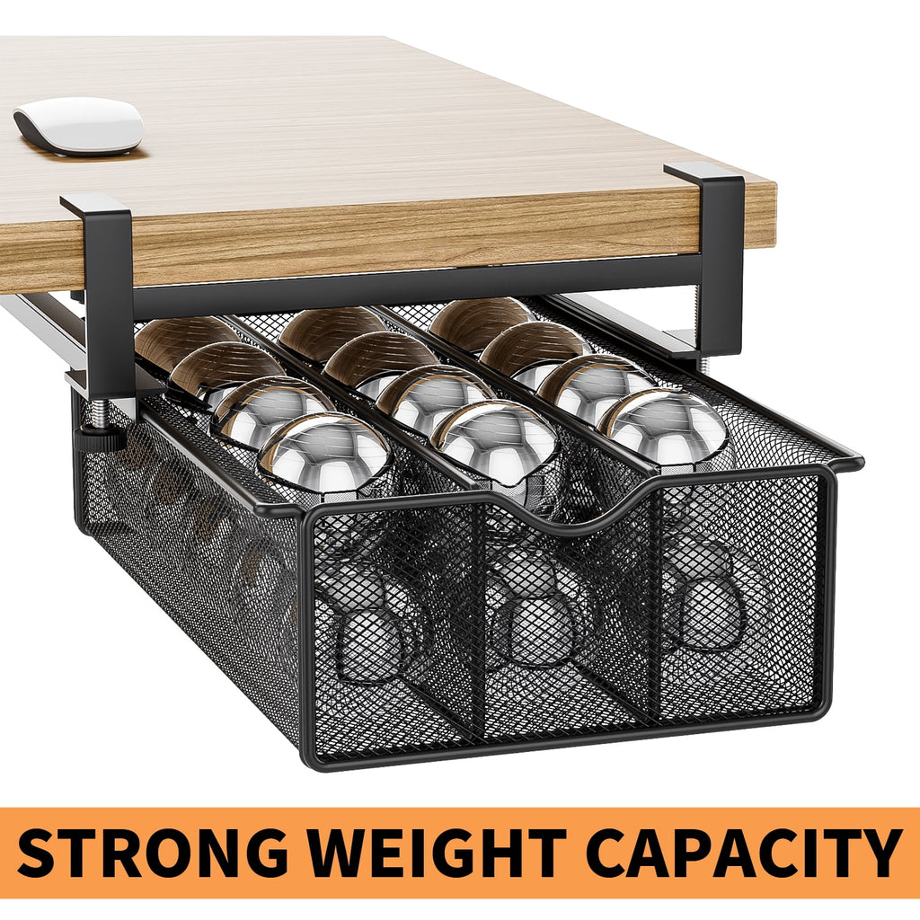Under Desk Drawer Clamp-On Mesh Metal Under Table Storage Organizer Slide Out Caddy with 3 Compartments for Home & Of... - Image 2