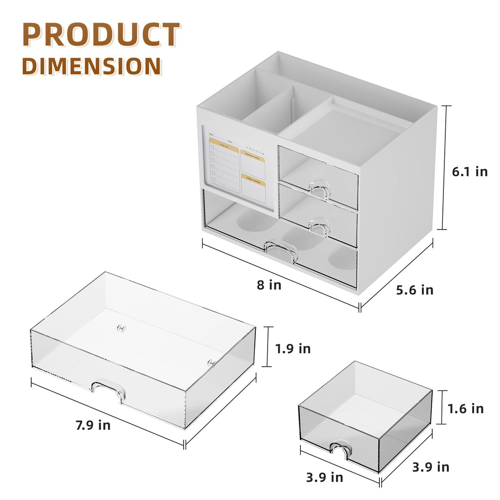 with 3 Drawer， s and Accessories with 4 Compartments，Multi-Functional Pencil Pen Holder for ,1 pack - Image 6