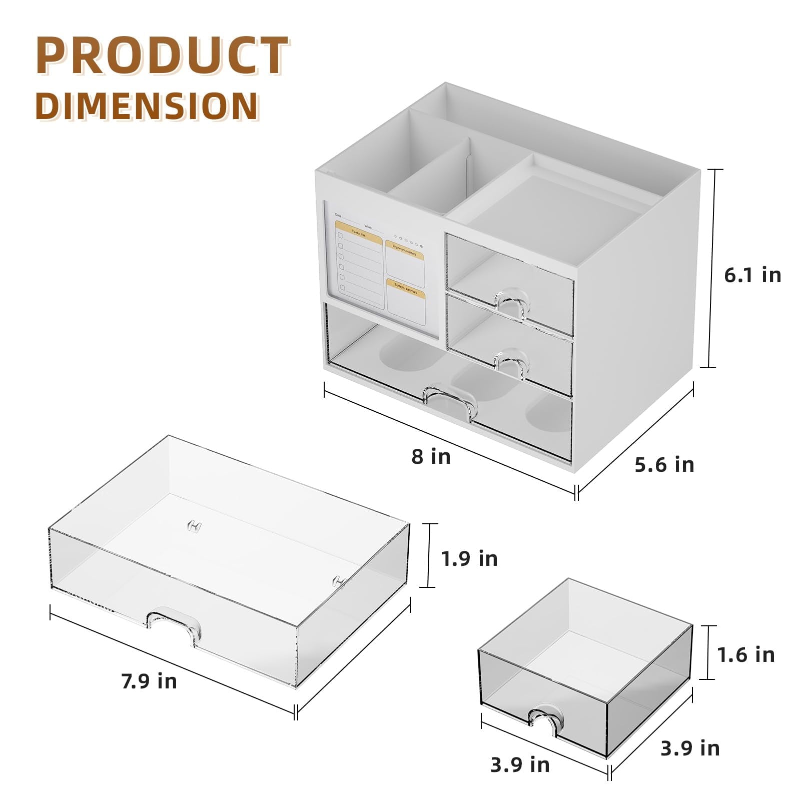 with 3 Drawer， s and Accessories with 4 Compartments，Multi-Functional Pencil Pen Holder for ,1 pack - Image 6