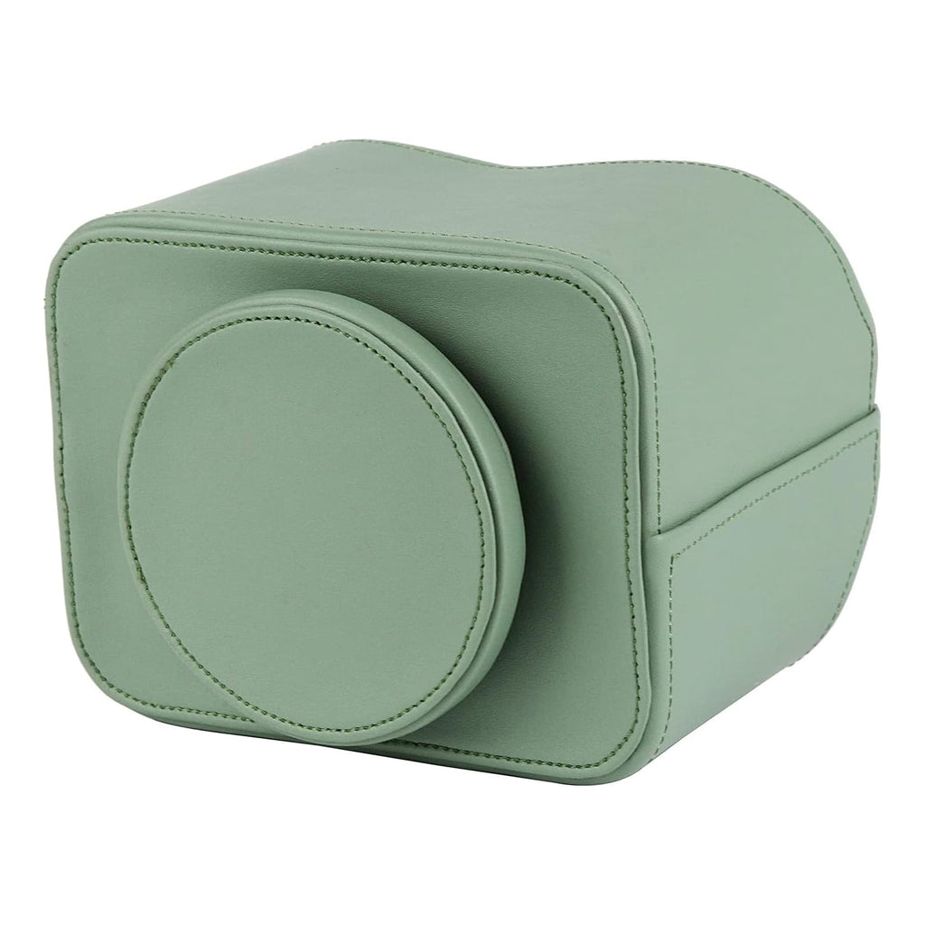 HofferRuffer Remote Control Holder, 360 Degree Spinning, PU Leather Desk Organizer, 5 Compartments Storage (Light Green) - Image 6