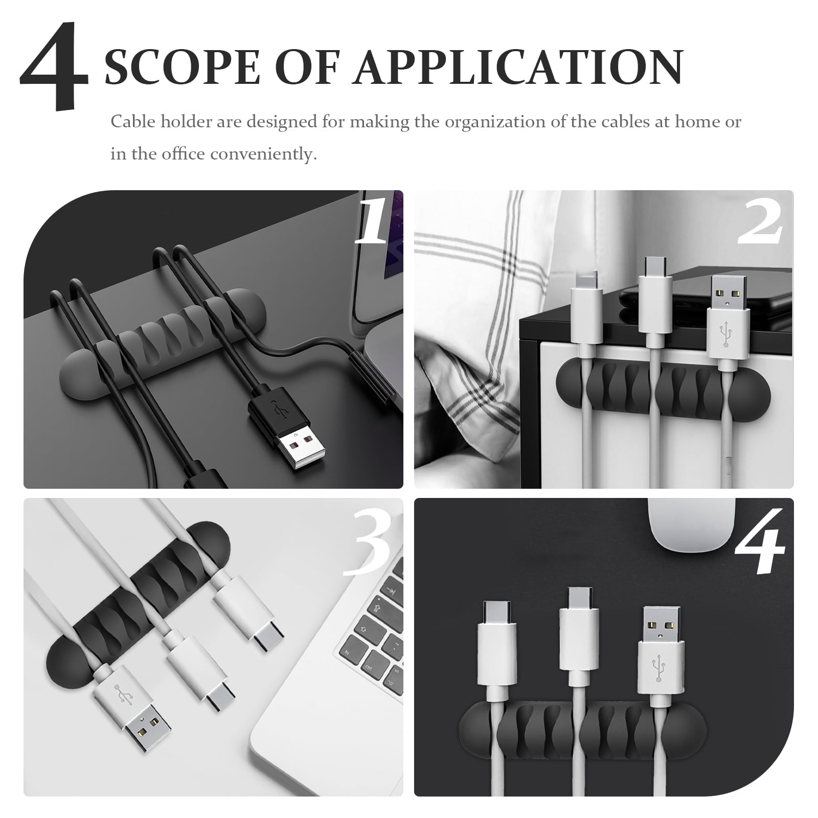 4pcs Cable Holders Tabletop Wire Holders Office Cable Cord Organizers - Image 2