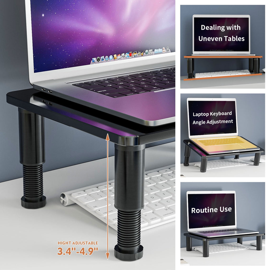 2 Pack Computer Monitor Stand Riser with Height Adjustable Multi Media Desktop Stand for Computers, Laptops & TVs, Black HD01B-202P - Image 6
