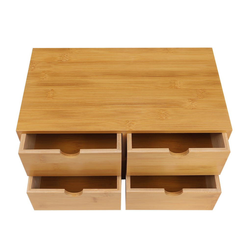 Bamboo Desk Organizer with 4 Drawers, Office Tabletop Storage Organization Box - Image 4