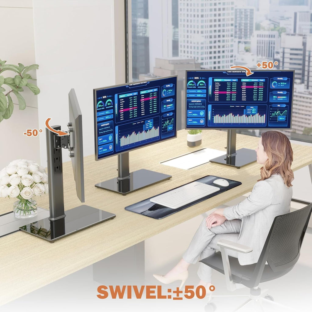 Computer Monitor Free-Standing Desk Stand MountRiser for 13 inch to 32 inch screen with Swivel, Height Adjustable,Rot... - Image 3