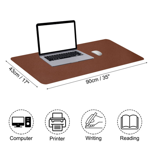 35"x17" Large Desk Mat, PU Leather Dual Side Large Desk Pad, Dark Brown - Image 2