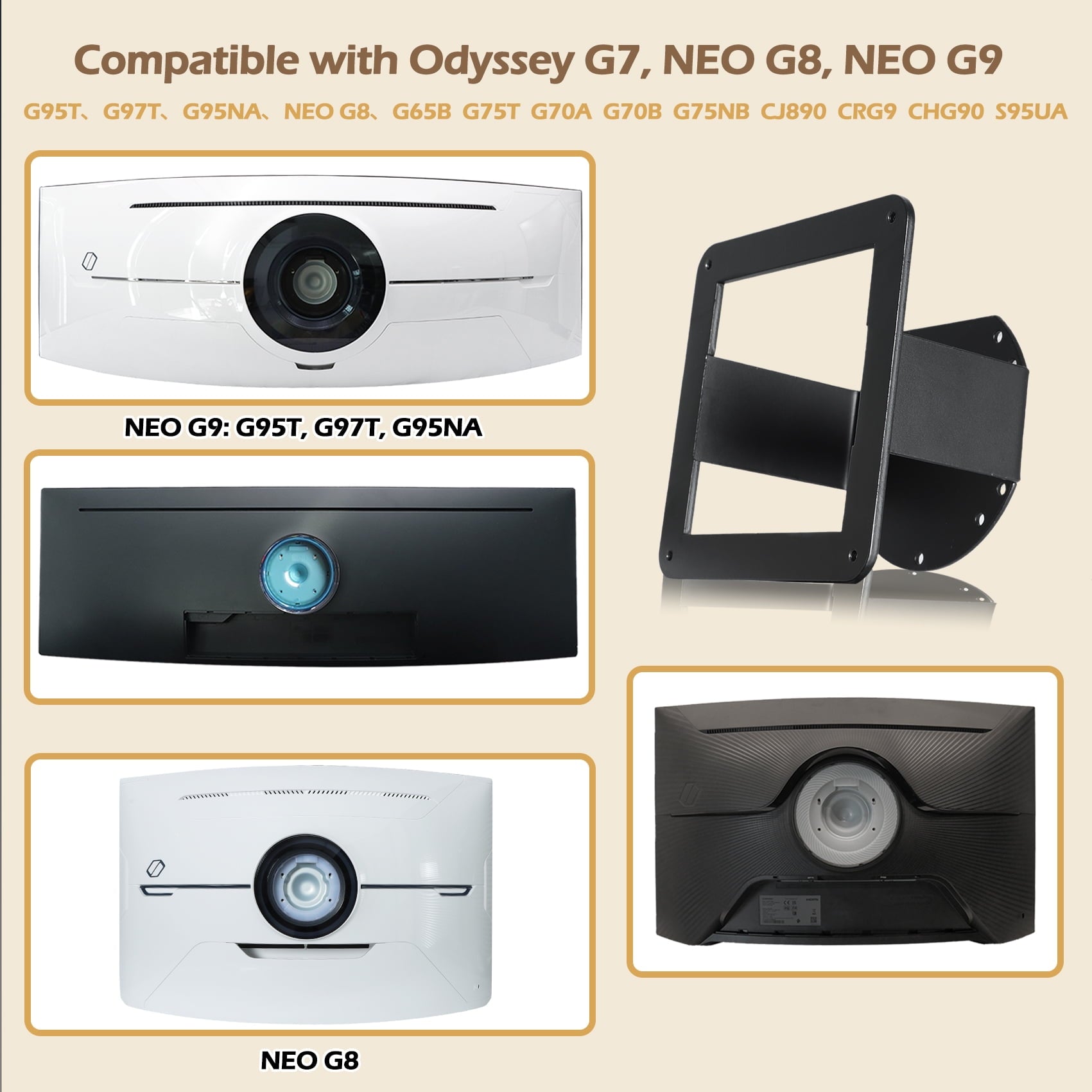 Odyssey G7 G8 G9 Vesa Mount Adapter Compatible with Samsung Odyssey NEO G7 G8 G9 Series G65B G75T G77T G70A G70B G75N... - Image 3