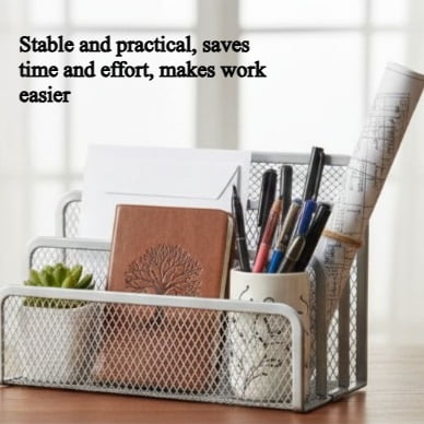 2-Pack Organizer (Black+Silver) - 6.8"x3.5"x5.1" Metal Mesh Letter Holder File Sorter for Home Office, top Document O... - Image 5