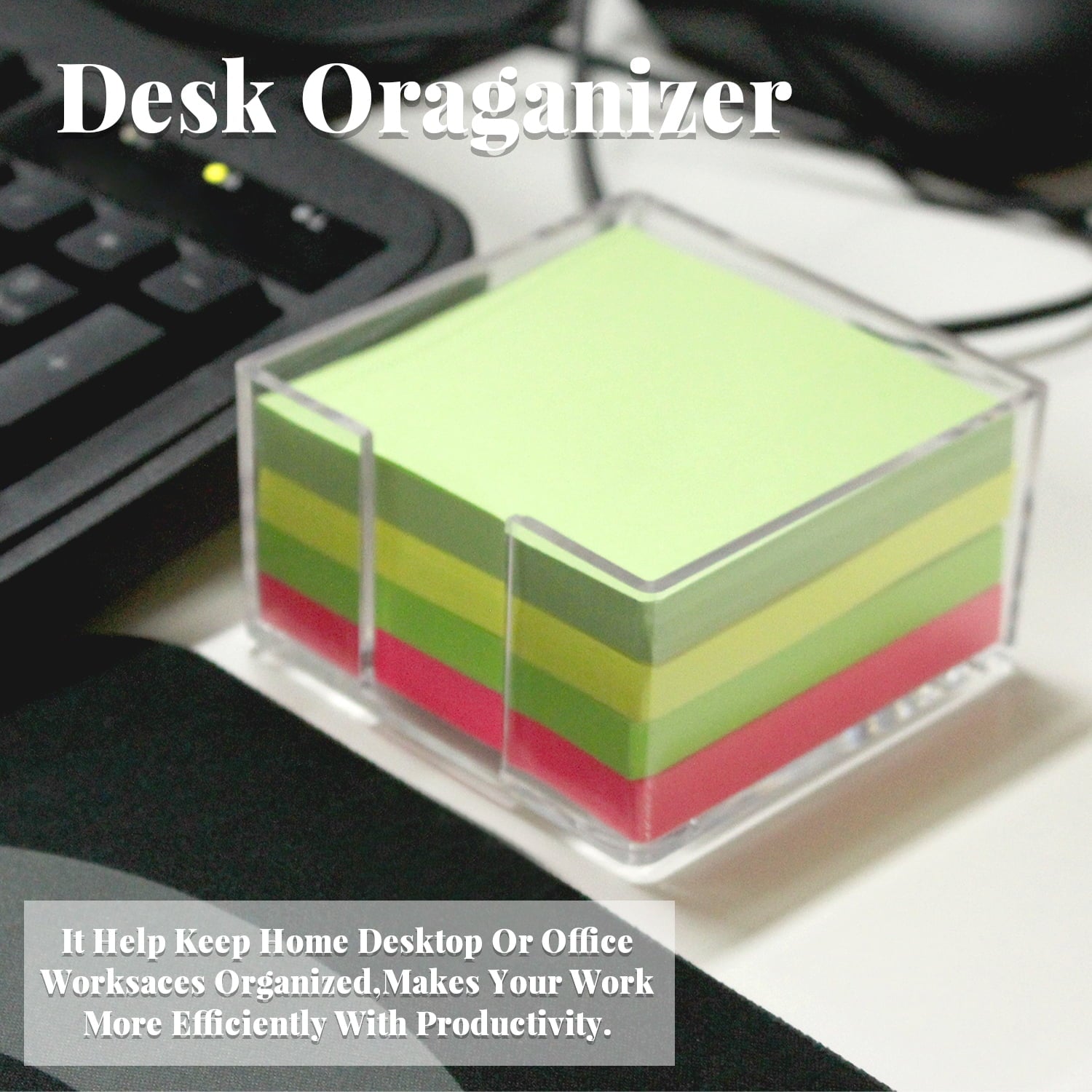 Style-Carry Acrylic Sticky Note Holder with 4 Pads Sticky Notes, 3 x 3 inch Clear Notepads Dispenser for Office Desk Organizer and Accessori - Image 5
