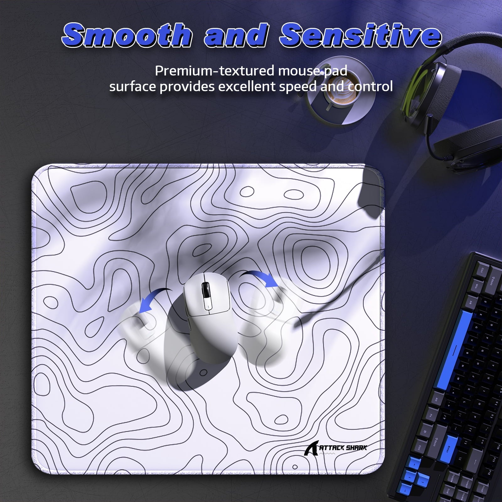 ATTACK SHARK CM02 Gaming Mouse Pad for Esports Speed Large Mouse pad for Desk Waterproof Surface Stitched Edges and Anti-Slip Rubber Base Si - Image 2