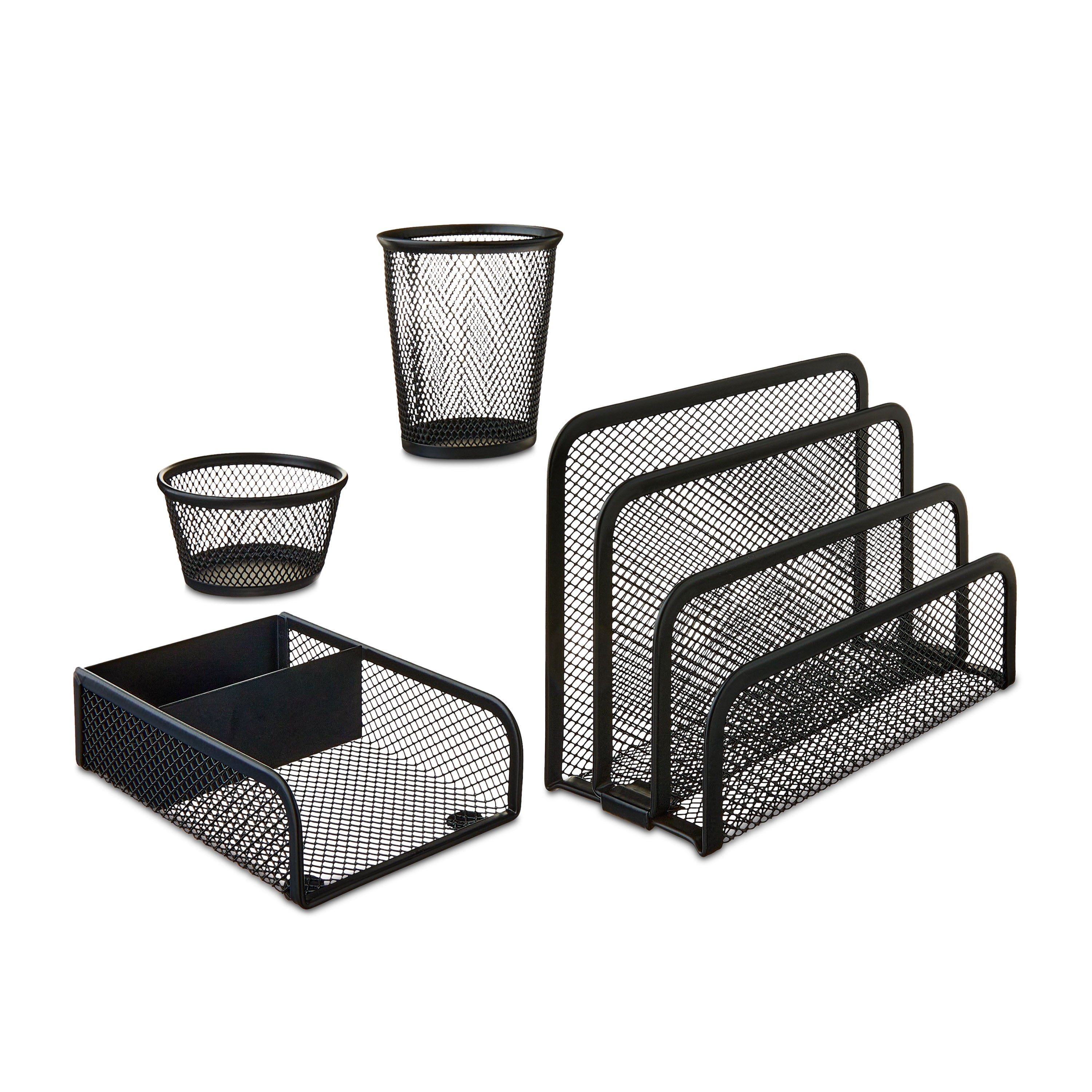 4-Piece Metal Desk Organizer Set, Black - Image 3