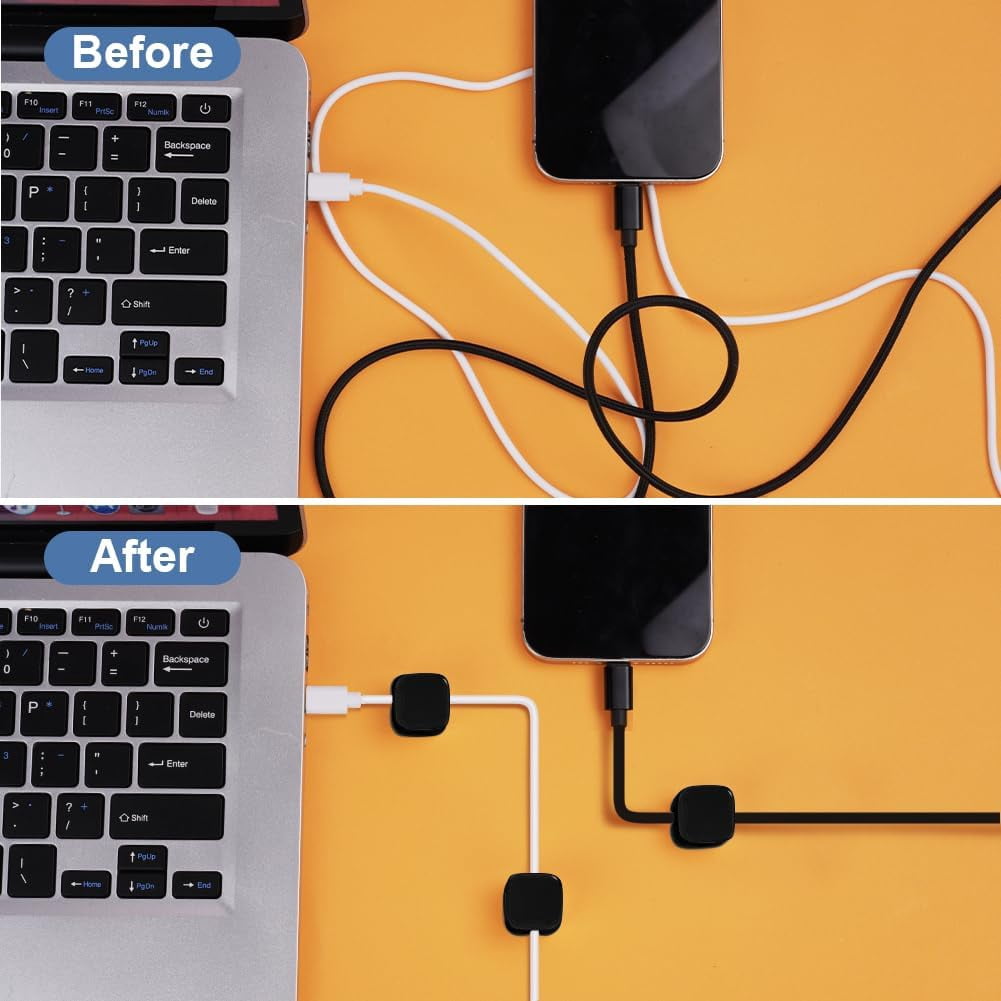 Magnetic Cable Clips Adhesive Cord Organizer, Black, 12 Pack - Image 5