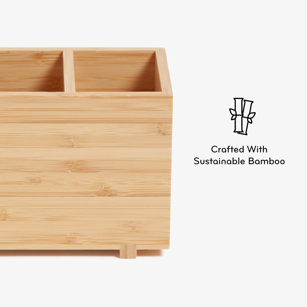 Desktop Organizer, 7" x 3.5" x 4.2", Bamboo, Made of Natural Materials - Image 5